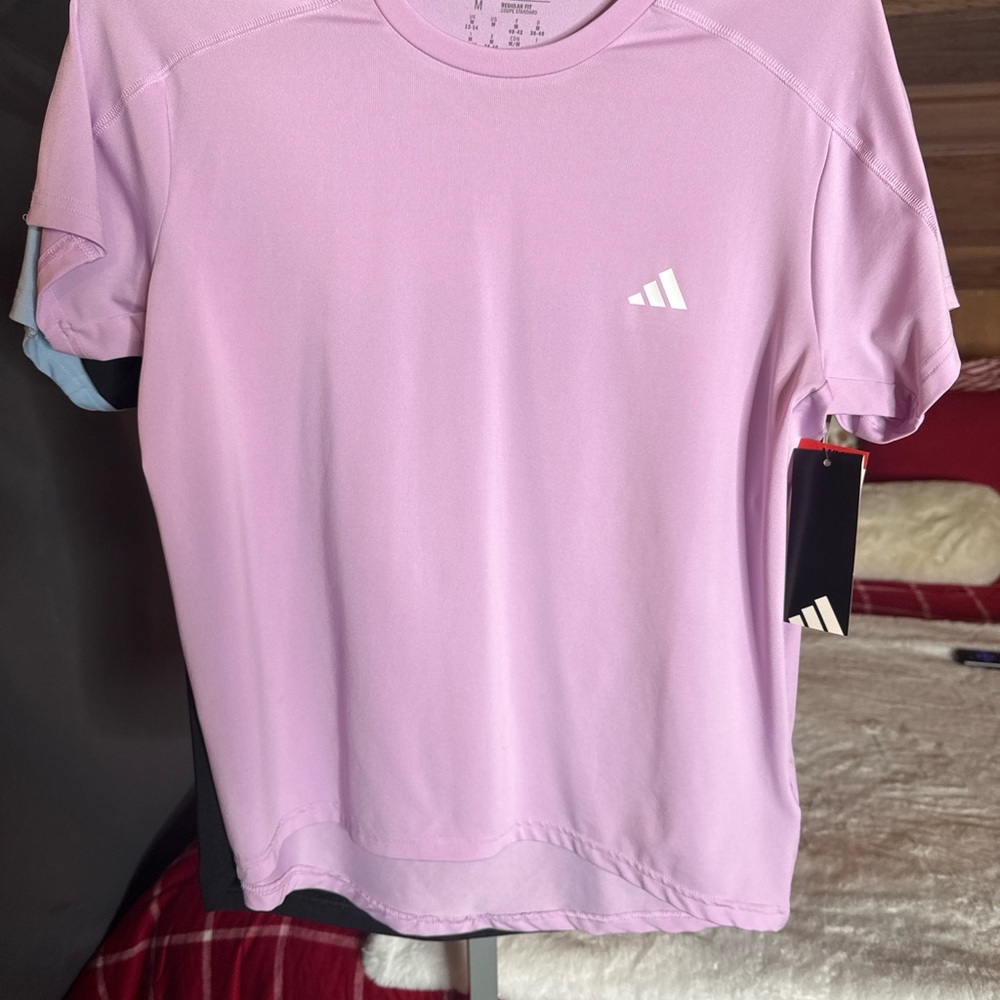 Adidas Pink Training Tee Athletic Workout Gym Running Top NWT Size M - Picture 2 of 4